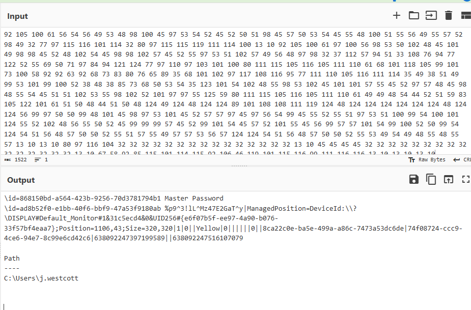DNS stream showing obfuscated base64 message