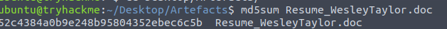 md5sum output showing 52c4384a0b9e248b95804352ebec6c5b