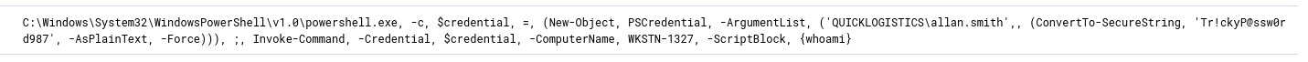 logs showing allan.smith credentials in plaintext