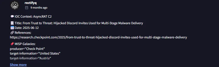 VirusTotal community note linking to the Trust to Threat article