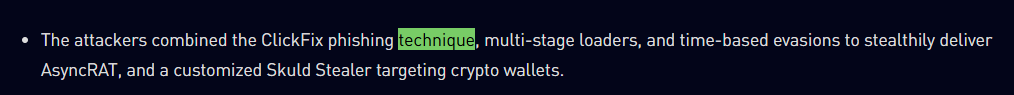 article section describing ClickFix phishing technique