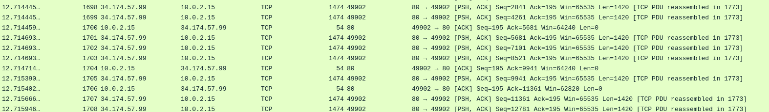 Wireshark showing HTTP noise traffic to Google