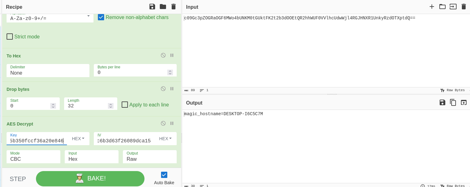 AES decode step taking 16 bytes with the derived key