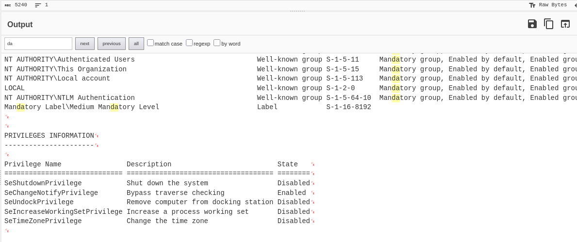 Second GUID decrypted — checking for privileges