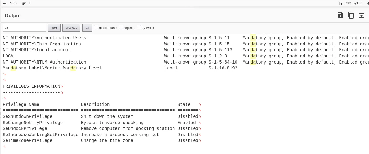 Second GUID decrypted — checking for privileges
