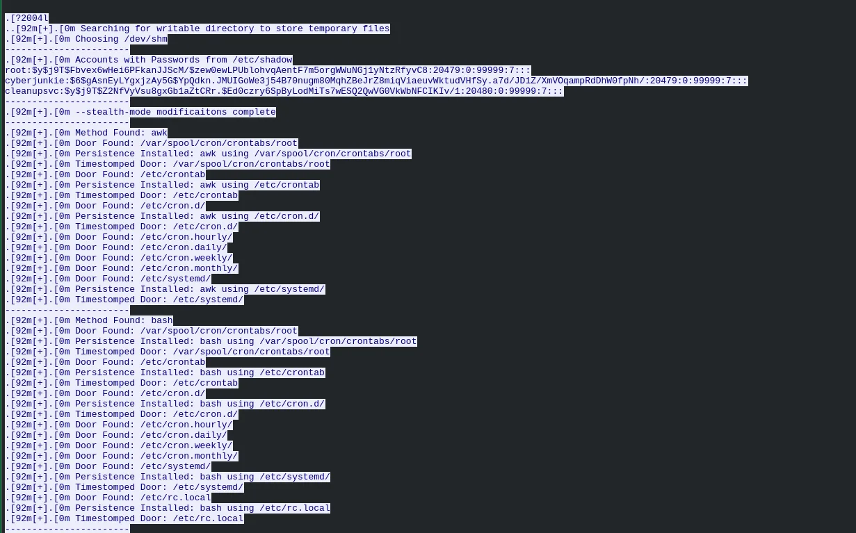 TCP stream showing linper.sh execution