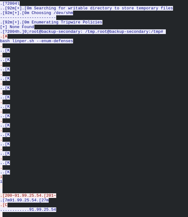 Wireshark traffic showing C2 IP addresses after linper.sh execution