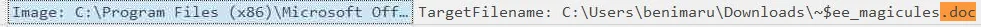 log row showing ProcessID 496 for the malicious document