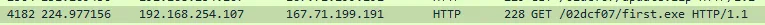log row confirming full download URL http://phishteam.xyz/02dcf07/index.html