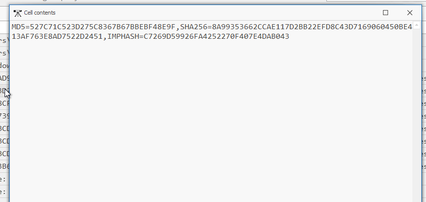 Timeline Explorer log row showing ch.exe SHA256 8A99353662CCAE117D2BB22EFD8C43D7169060450BE413AF763E8AD7522D2451