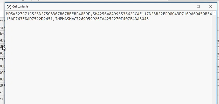 Timeline Explorer log row showing ch.exe SHA256 8A99353662CCAE117D2BB22EFD8C43D7169060450BE413AF763E8AD7522D2451