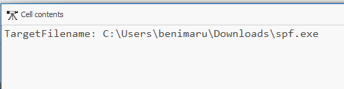 Timeline Explorer filter showing spf.exe download event
