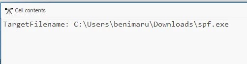 Timeline Explorer filter showing spf.exe download event